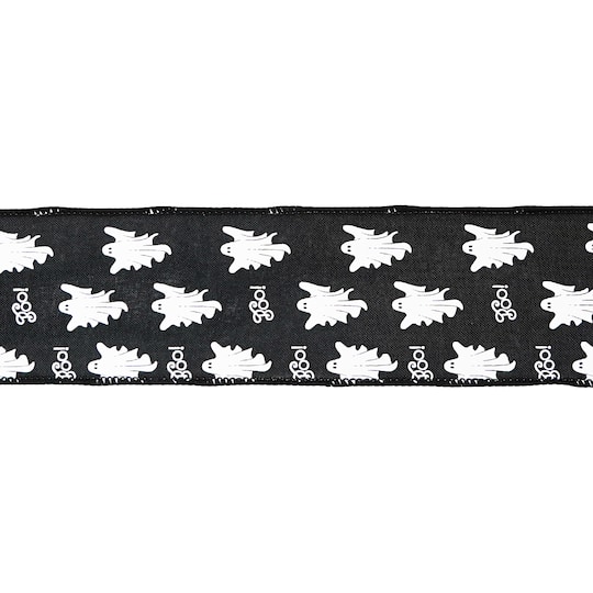2.5" x 6.6yd. Black & White Boo Ghost Taffeta Wired Ribbon by Celebrate It®